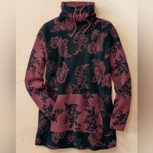 NEW Coldwater Creek Floral Medley Tunic XS Black/Fig